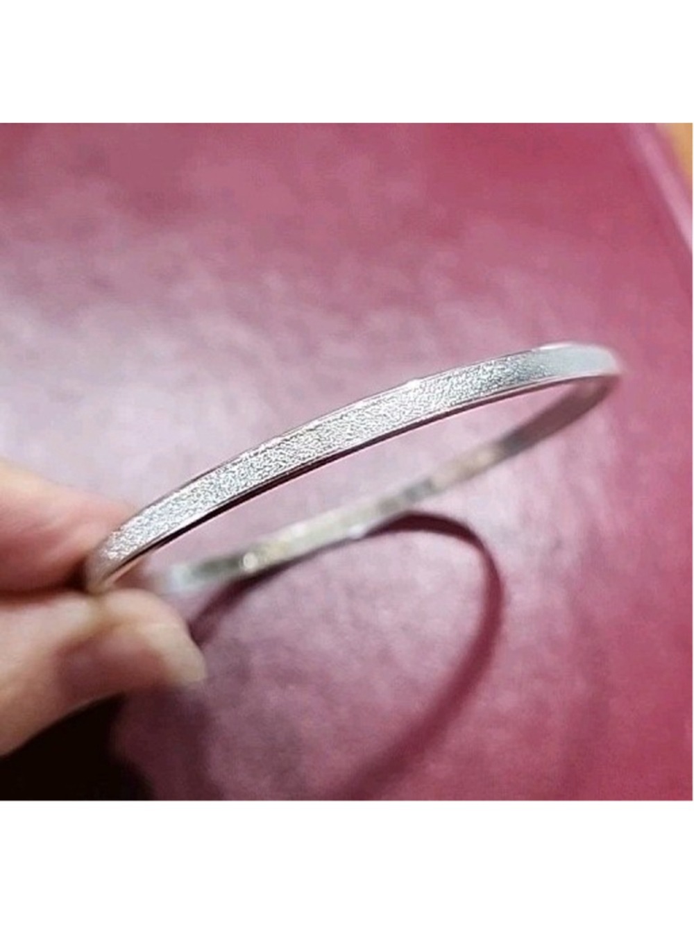 Vintage MONET Silvertone Narrow Frosted Bangle Bracelet